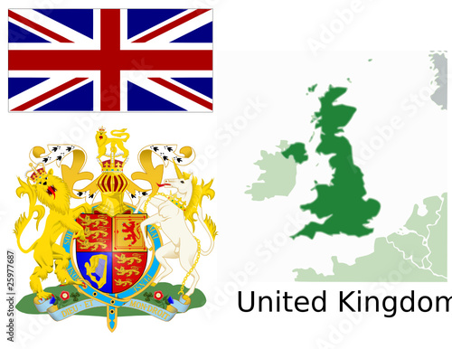 United kingdom flag national emblem map