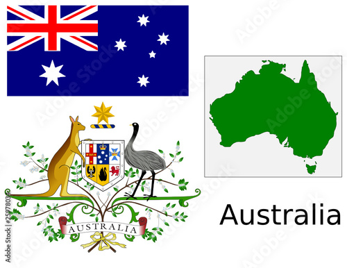 Australia flag national emblem map