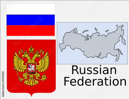 Russia flag national emblem map