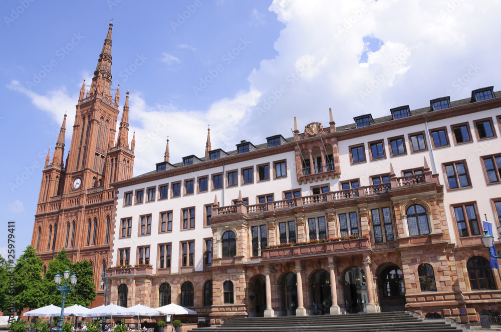 Town Hall and Marktkirche - Wiesbaden, Germany