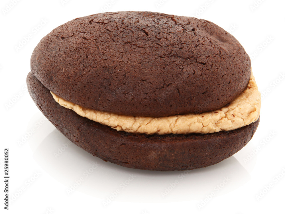 Peanut Butter Whoopie Pie On White Background