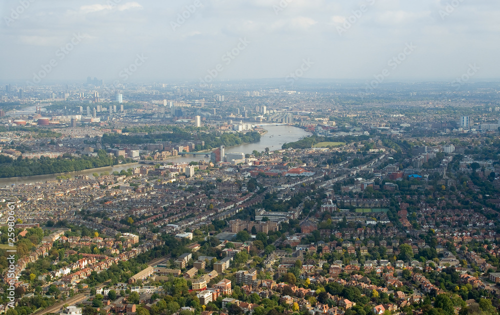 Aerial view of the London suburbs