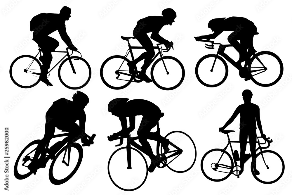 Obraz premium Cyclist silhouettes set