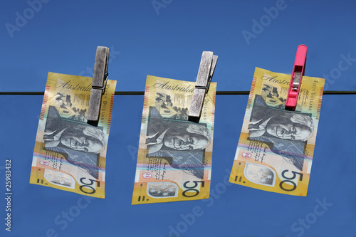 Obraz na płótnie Money Laundering - Australian $50 notes.