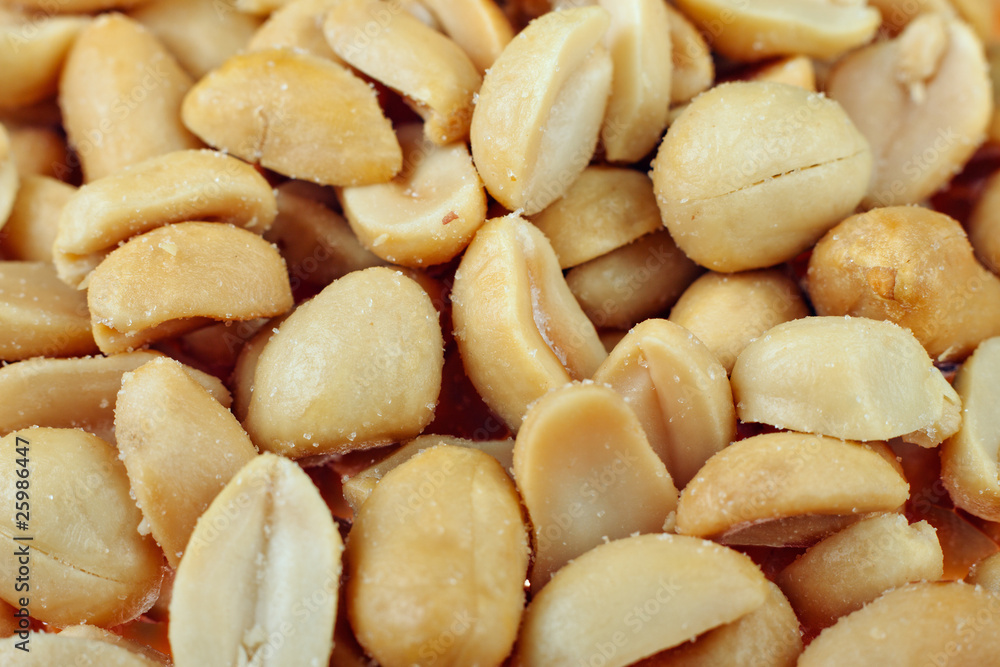 Closeup shot of dry roasted salted peanuts Closeup shot of dry roasted salted peanuts
