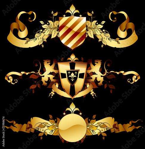 set of heraldic shields