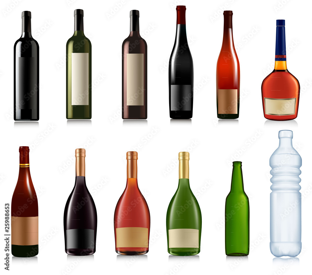Set of different bottles. Vector illustration. Set of different bottles. Vector illustration.