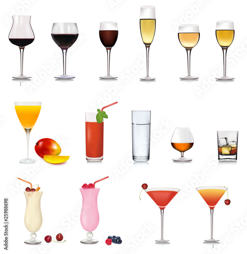 Big set of drinks. Vector.