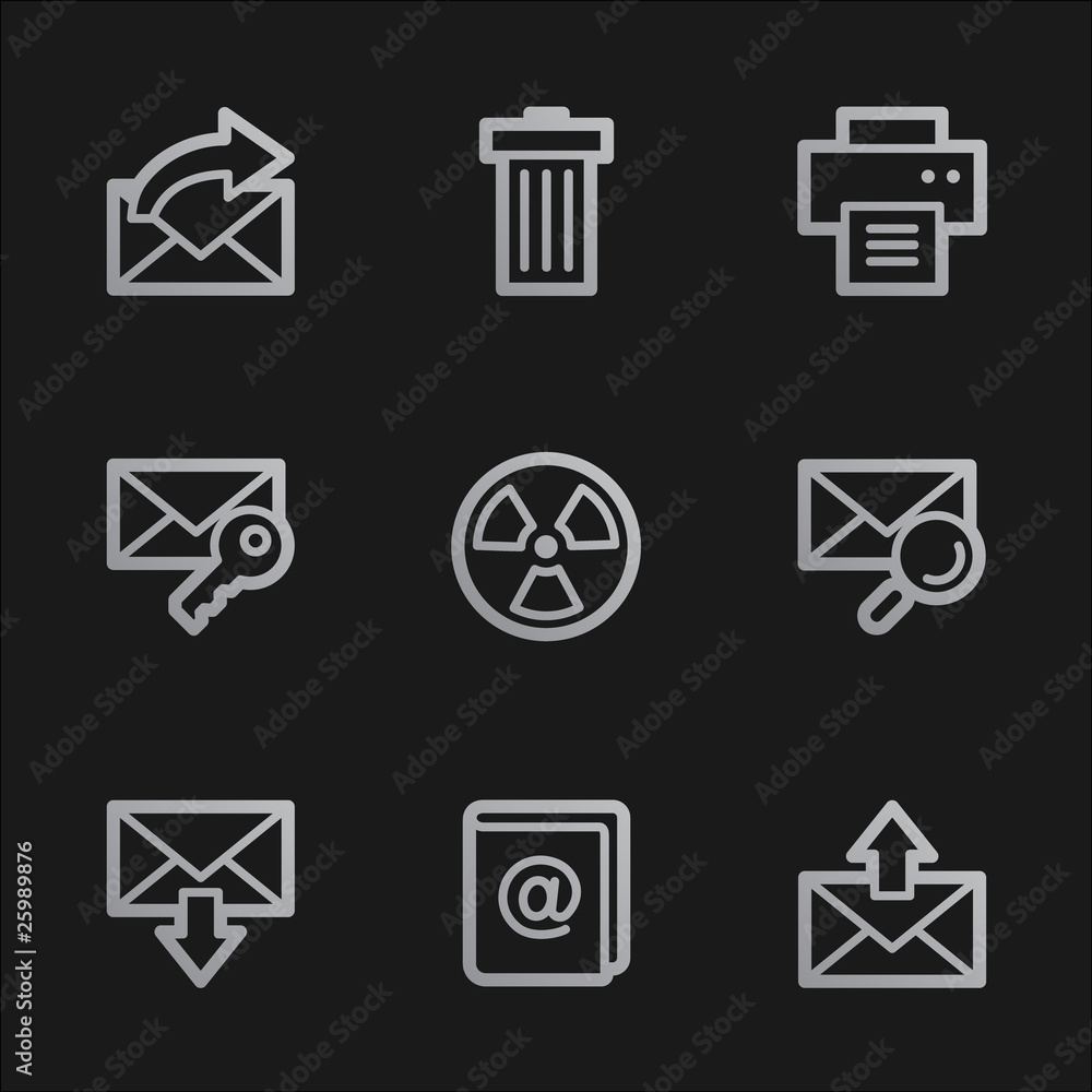 E-mail web icons set 2, grey mobile style E-mail web icons set 2, grey mobile style