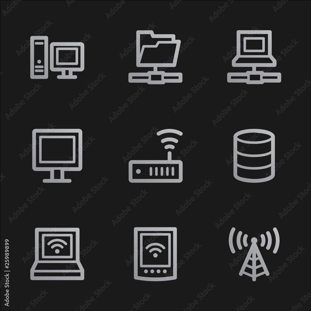 Network web icons , grey mobile style Network web icons , grey mobile style