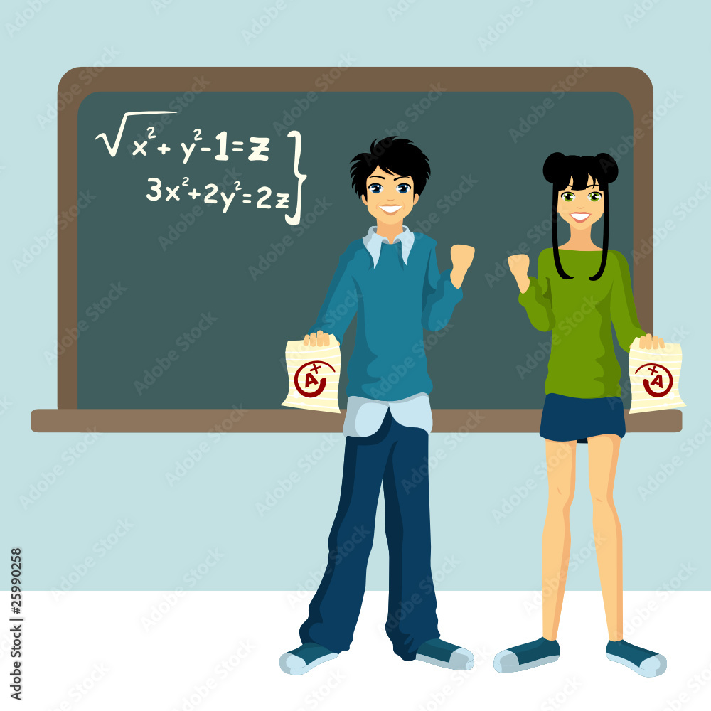 two students with blackboard two students with blackboard