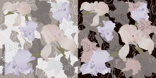 Floral seamless in two variants, irises
