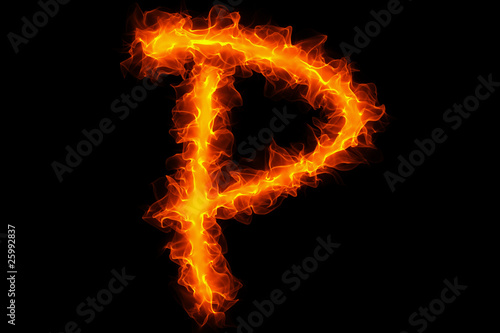Fire letter P graffiti