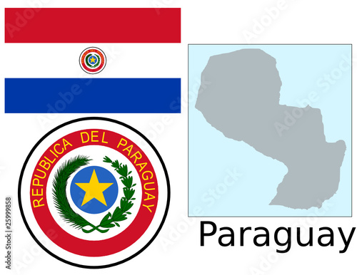Paraguay flag national emblem map