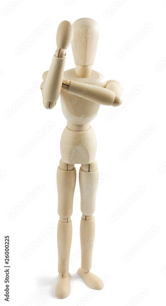 Wooden mannequin shows indecent gesture Wooden mannequin shows indecent gesture