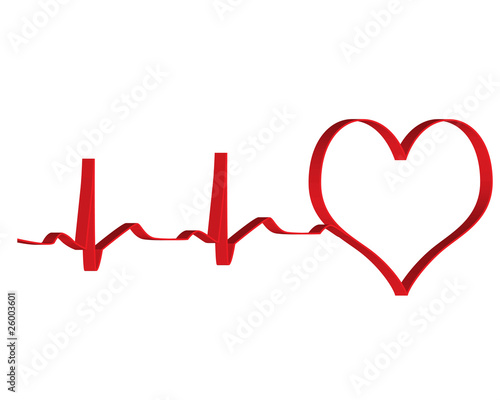 Illustration of vector heart with life line running
