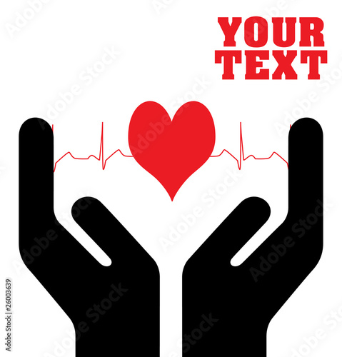 Background hearts and life line vector medical background