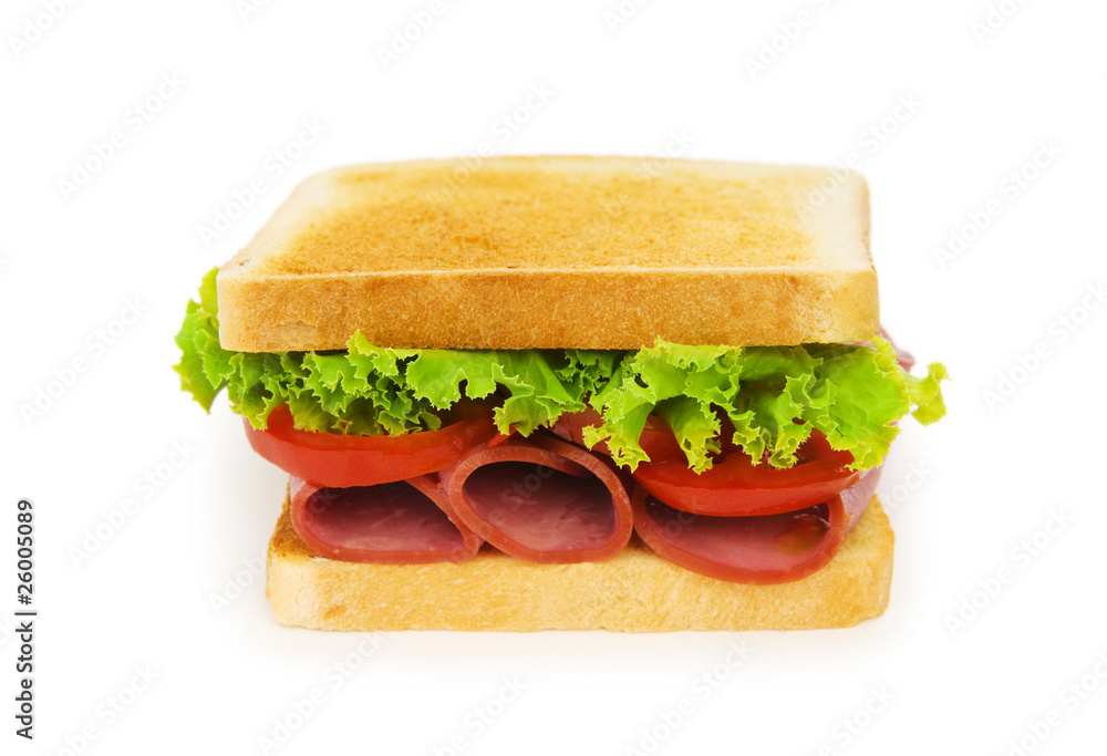 Tasty sandwich isolated on the white background Tasty sandwich isolated on the white background
