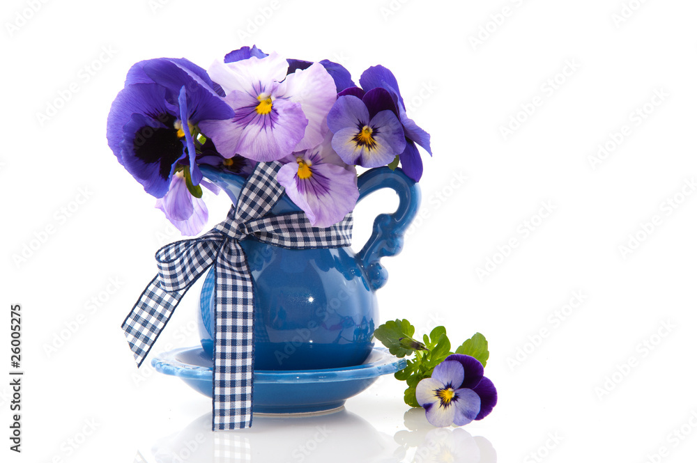 Rollo Blaue Vase mit Stiefmütterchen - Nikkel-Art.de