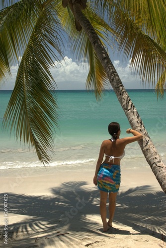 Vahiné accoudée sur un palmier © Fabien R.C.