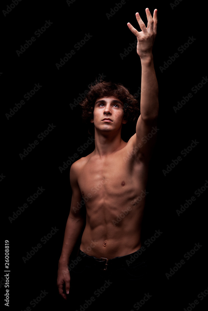young man looking up to the light - sign of faith young man looking up to the light - sign of faith
