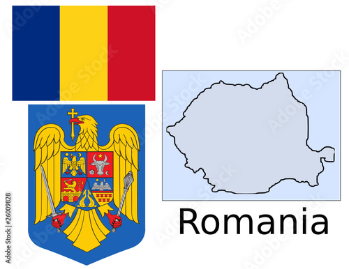 Romania flag national emblem map