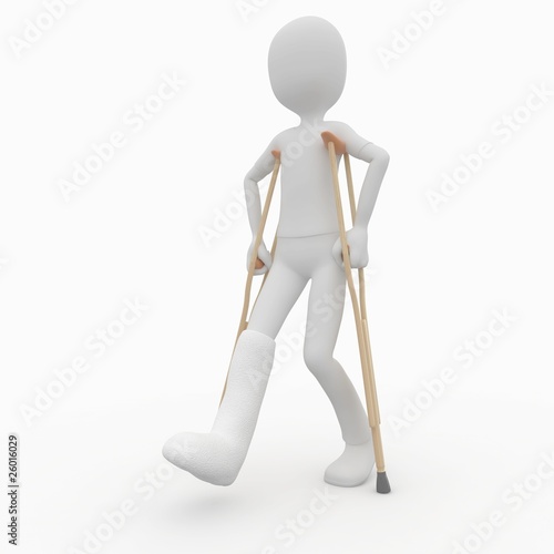 3d man with crutches