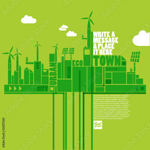green eco town - sustainable development concept