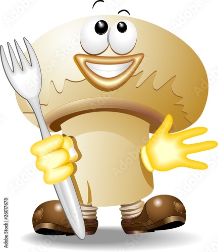 Fungo Champignon Cartoon-Mushroom-Vector