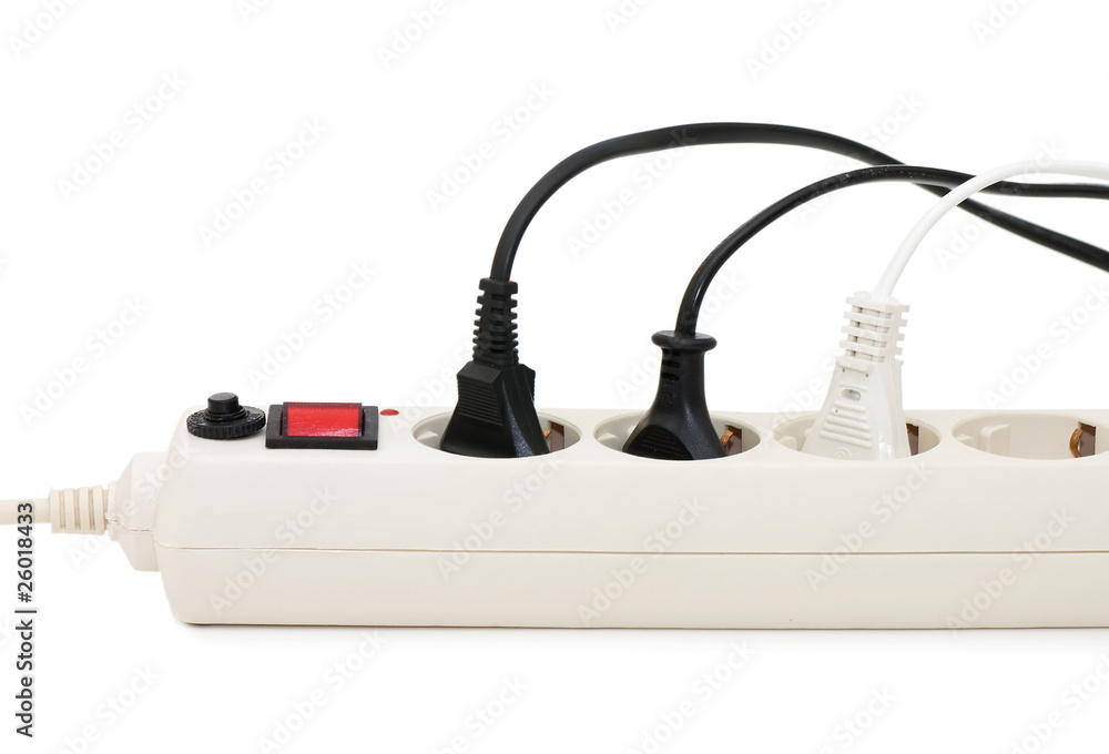Extension cord with plugs isolated over white Extension cord with plugs isolated over white