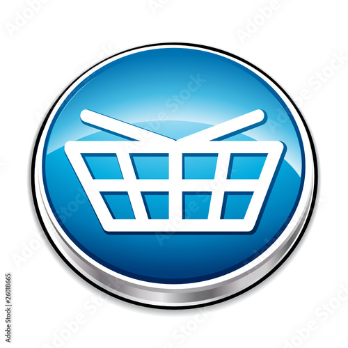 Blue basket web button for shopping