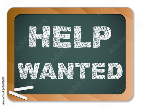 Help Wanted written on Chalk Blackboard