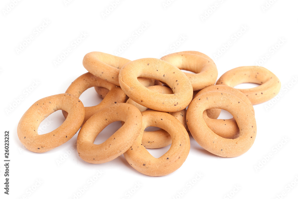 Bread rings isolated on white.