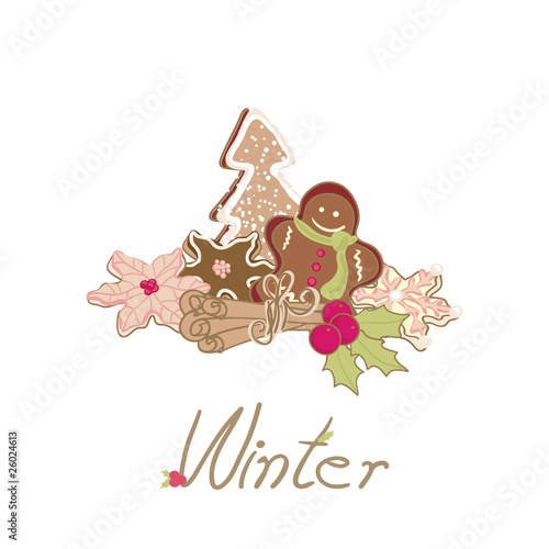 winter card with cookies