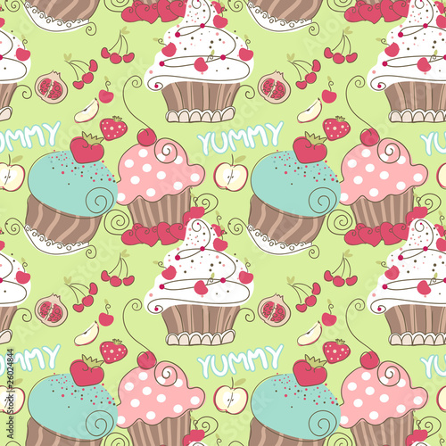 cupcake seamless pattern