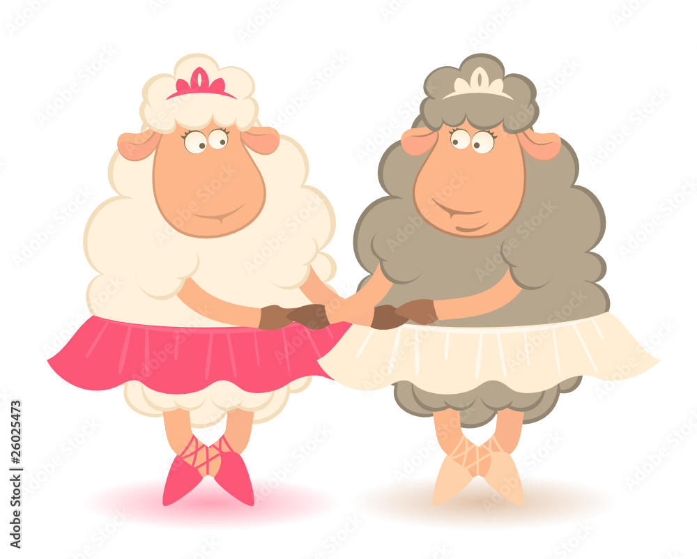 Cartoon funny sheep - ballet dancer. Cartoon funny sheep - ballet dancer.
