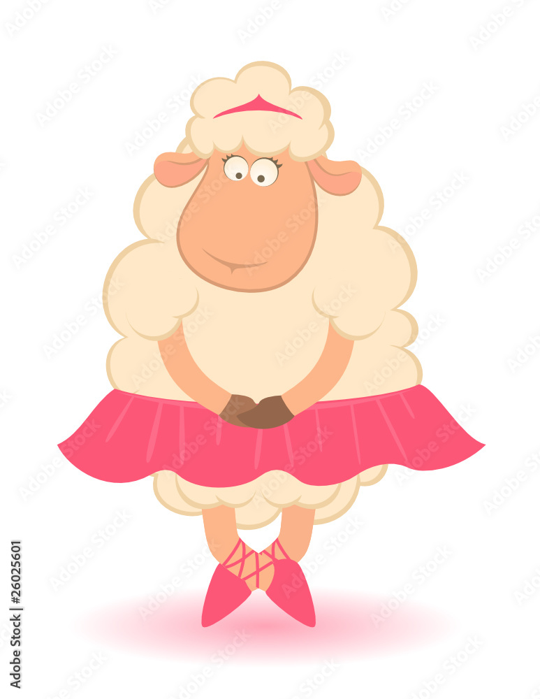 Fototapeta premium Cartoon funny sheep - ballet dancer.