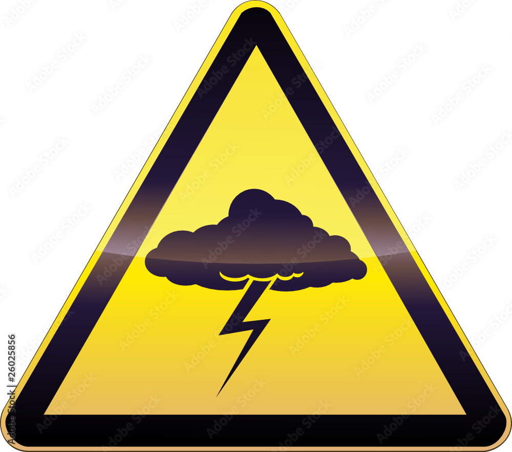Yellow Thunderstorm Warning Sign Stock Vector Adobe Stock