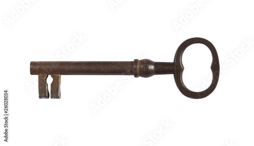 Old Key,isolated on white with clipping path