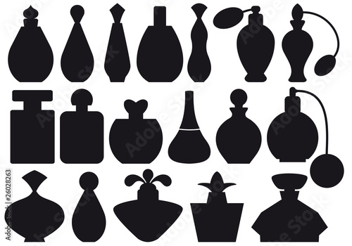 set of vintage perfume bottles, vector