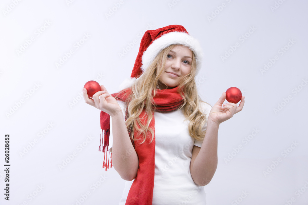 Fototapeta premium Mädchen mit Nikolausmütze