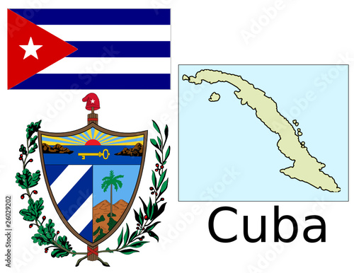 Cuba flag national emblem map