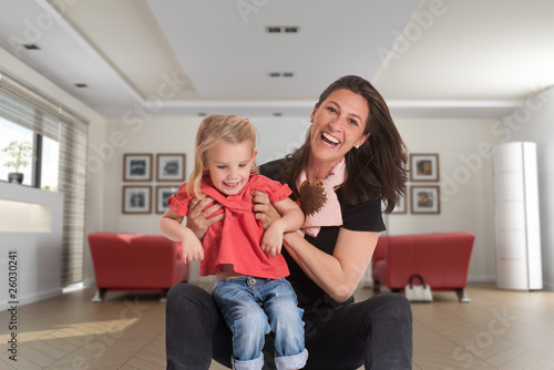 Mom with her child at home
