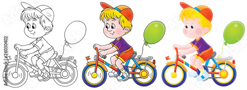Boy riding a bicycle