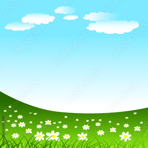 nice weather rural illustration with flower
