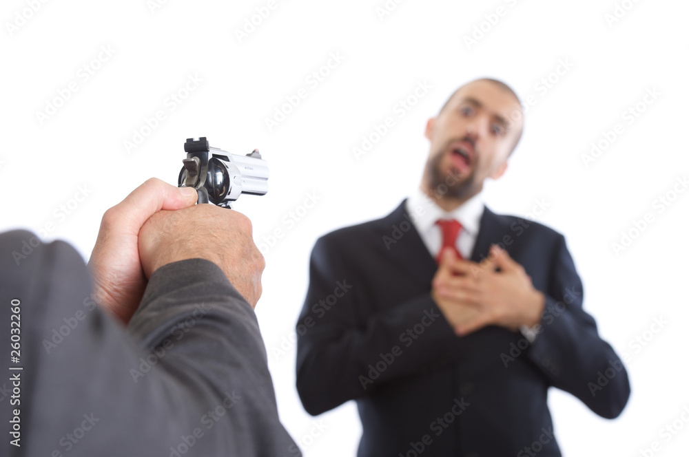 killer with gun and business man killer with gun and business man