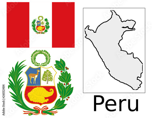 Peru flag national emblem map