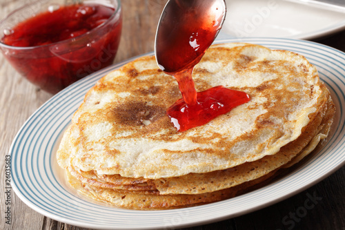 Pancakes with jam photo