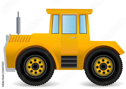 Vector illustration the yellow traktor.