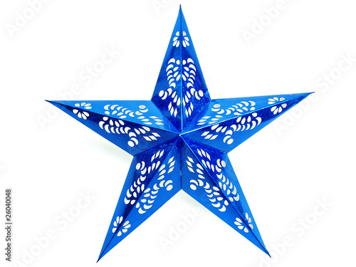 blue christmas star isolated on white background